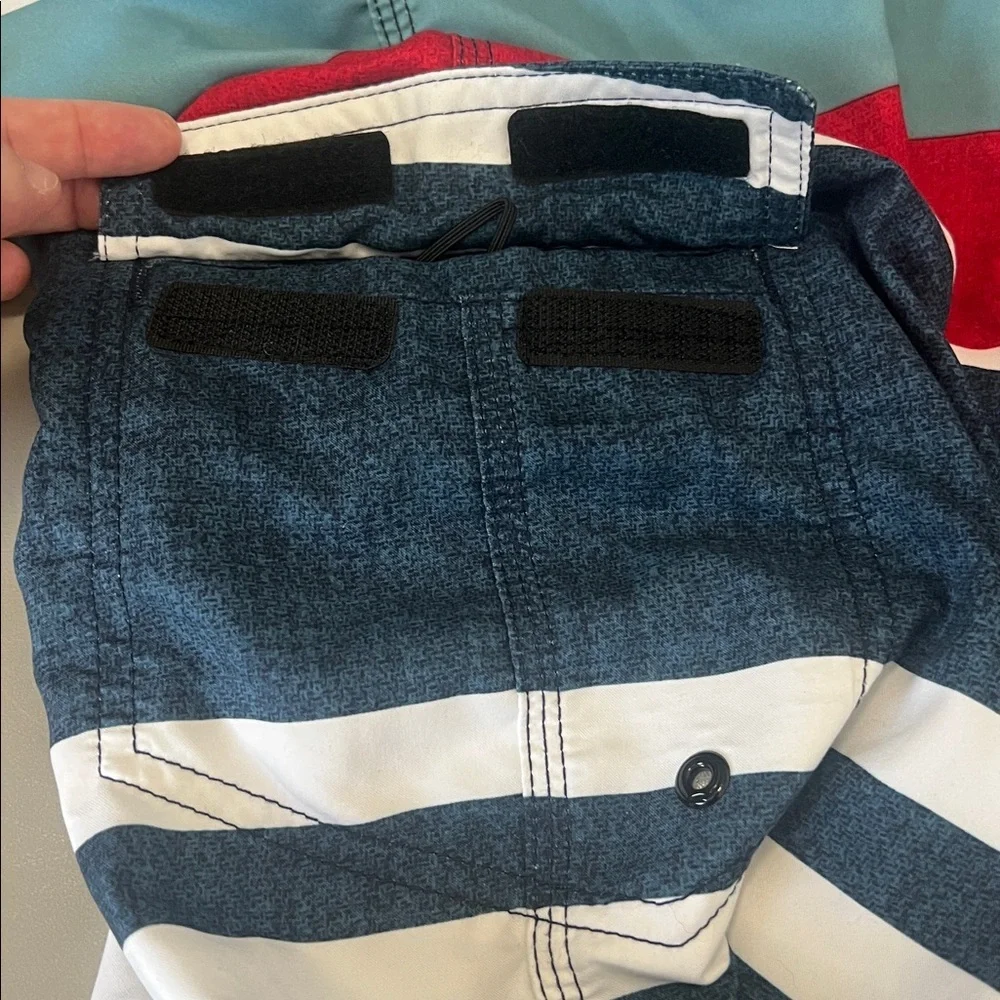 O’Neill Striped Blue/Red Swim/Board Shorts Size 31